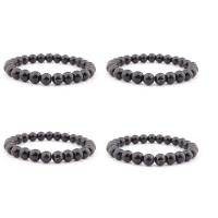 Diamante braccialetto, Cerchio, elastico & unisex, nero, 8mm, Lunghezza 7.5 pollice, Venduto da PC