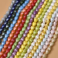 Pearlized Posliinihelmet, Posliini, Sydän, tee-se-itse, enemmän värejä valinta, 12x13mm, Reikä:N. 2mm, N. 25PC/Strand, Myymät Strand