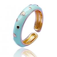 Brass Cuff Finger Ring gold color plated Adjustable & for woman & enamel Sold By PC