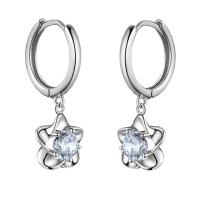 Cubic Zirconia Micro άνοιγαν Sterling Silver Σκουλαρίκι, 925 ασημένιο ασήμι, επιπλατινωμένα, κοσμήματα μόδας & μικρο ανοίξει κυβικά ζιρκονία & για τη γυναίκα, 23x15mm, Sold Με Ζεύγος