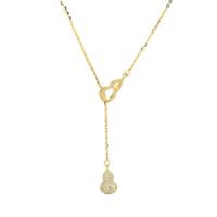 Collier d'acier titane, calebasse, Plaqué d'or, bijoux de mode & pavé de micro zircon & pour femme, Longueur 51 cm, Vendu par PC