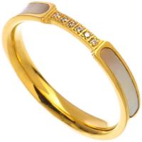 Anillos de Nácar, Nácar Blanca, chapado en color dorado, diverso tamaño para la opción & micro arcilla de zirconia cúbica & para mujer, Vendido por UD