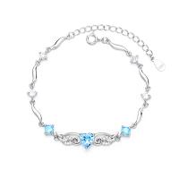 argent sterling 925 bracelet, avec 1.96 inch chaînes de rallonge, pavé de micro zircon & pour femme, argent, Longueur Environ 5.7 pouce, Vendu par PC