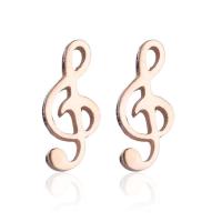 Nerezová ocel náušnice, Nerez, Music Note, módní šperky & pro ženy, více barev na výběr, 9x4mm, Prodáno By Pair