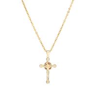 Cubic Zircon Micro Pave Brass Necklace Cross gold color plated & micro pave cubic zirconia & for woman Length Approx 19.68 Inch Sold By PC