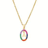 Cubic Zircon Micro Pave Brass Necklace gold color plated & micro pave cubic zirconia & for woman multi-colored Length Approx 19.68 Inch Sold By PC