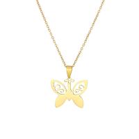 Collier d'acier titane, papillon, Placage, styles différents pour le choix & pour femme & creux, Longueur Environ 19.68 pouce, Vendu par PC