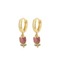 Cubic Zirconia Micro Pave Brass Earring gold color plated & micro pave cubic zirconia & for woman multi-colored Sold By Pair