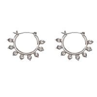 Zinc Alloy Håndtaget tilbage Earring, forgyldt, for kvinde & med rhinestone, flere farver til valg, 28x23mm, Solgt af par