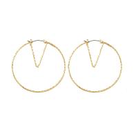 Zinc Alloy Hoop Earring, forgyldt, for kvinde & hule, flere farver til valg, 51mm, Solgt af par