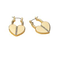 Zinc Alloy Håndtaget tilbage Earring, Heart, forgyldt, for kvinde & med rhinestone, flere farver til valg, 19x28mm, Solgt af par