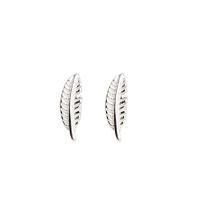 Pendientes de Perno de Aleación de Zinc, Pluma, chapado en color de plata, Joyería & para mujer, libre de níquel, plomo & cadmio, 7mm, Vendido por Par