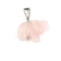 Rosenquarz Anhänger, Elephant, unisex, Rosa, 21x15mm, verkauft von PC