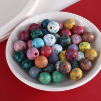 Wood Beads Schima Superba Round printing DIY 16mm Approx Sold By Bag