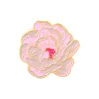 Glazuur broche, Zinc Alloy, Bloem, gold plated, uniseks, roze, nikkel, lood en cadmium vrij, 26x2.70mm, Verkocht door PC