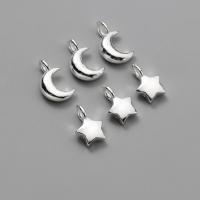 925 Sterling Silver siogairlín, Moon agus Star, dath airgid plated, DIY & stíleanna éagsúla do rogha, airgid, Díolta De réir PC