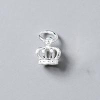 925 Sterling Sølv vedhæng, Crown, poleret, du kan DIY, sølv, 8x8x9mm, Solgt af PC