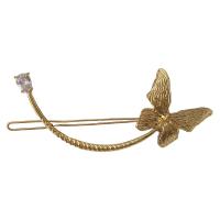 Zink Alloy Hair Slide, Fjäril, guldfärg pläterade, mode smycken & micro bana cubic zirconia & för kvinna, gyllene, nickel, bly och kadmium gratis, 110x43mm, Säljs av PC