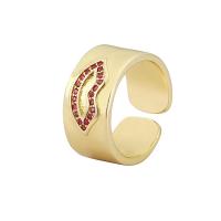 metal Anillo de dedo Cuff, chapado en color dorado, Ajustable & diferentes patrones para la opción & micro arcilla de zirconia cúbica & para mujer, más colores para la opción, 19mm, Vendido por UD