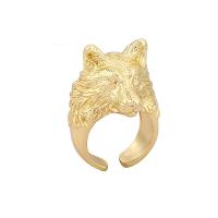 Messing ringen, Wolf, gold plated, Verstelbare & voor vrouw, 43mm, Verkocht door PC