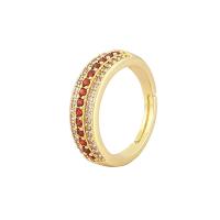 Cubic Zirconia Micro Pave Brass Ring gold color plated Adjustable & micro pave cubic zirconia & for woman 21mm Sold By PC