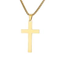 Collier d'acier titane, croix, Placage, normes différentes pour le choix, plus de couleurs à choisir, Longueur Environ 23.6 pouce, Vendu par PC