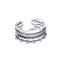 925 sterling zilver Manchet Finger Ring, Verstelbare & voor vrouw & met strass, Verkocht door PC