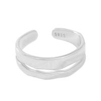 925 Sterling Silver Cuff Finger Ring plated Double Layer & Adjustable & for woman Sold By PC