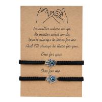 Sinc Alloy Bracelet Socraigh, le Corda terylene & Roisín, Hamsa Eye olc, plátáilte, 2 phíosa & unisex, dathanna níos mó le haghaidh rogha, Fad Thart 7-11.8 Inse, Díolta De réir Socraigh