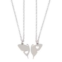 Stainless Steel Jewelry Necklace 201 Stainless Steel with 1.96inch extender chain Butterfly 2 pieces & oval chain & for woman & hollow original color Length Approx 17.7 Inch Sold By Set