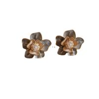 Zinc Alloy Stud Earring, med Plastic Pearl, Flower, guldfarve belagt, for kvinde & emalje, flere farver til valg, 24mm, Solgt af par