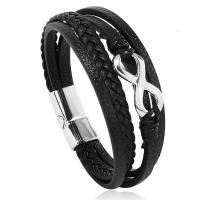 PU leder koord armbanden, Zinc Alloy, met PU, mode sieraden & multilayer & uniseks, meer kleuren voor de keuze, nikkel, lood en cadmium vrij, 25mm, Lengte Ca 8.27 inch, Verkocht door PC