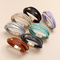 PU Leather Cord Bracelets with Zinc Alloy fashion jewelry & multilayer & Unisex Length Approx 8.46 Inch Sold By PC