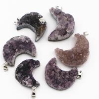 Amethyst Anhänger, Mond, unisex, violett, 35-30x30-20x15-8mm, verkauft von PC