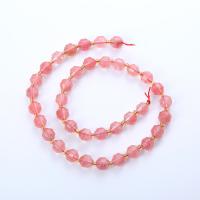 Prirodni kvarc nakit Beads, Cherry Quartz, Krug, uglađen, možete DIY & različite veličine za izbor & faceted, crven, Prodano Per Približno 14.96 inčni Strand