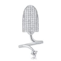 Messing Nail Ring, forgyldt, mode smykker & Micro Pave cubic zirconia & for kvinde, flere farver til valg, nikkel, bly & cadmium fri, 16x25mm, Solgt af PC