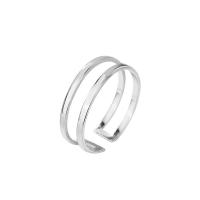 925 Sterling Silver Cuff Finger Ring plated Double Layer & Adjustable & for woman Sold By PC