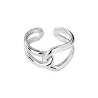 925 Sterling Silver Cuff Finger Ring plated Adjustable & for woman & hollow Sold By PC