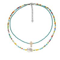 Glass Seed Beads Ketting, Glas rocailles, met turkoois & Glasparel & Zinc Alloy, Dubbele laag & verschillende stijlen voor de keuze & voor vrouw, Lengte Ca 14-18 inch, Verkocht door Stel