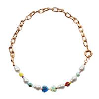 Lampwork Ketting, Zinc Alloy, met Lampwork & Glasparel, gold plated, Bohemien stijl & voor vrouw, Willekeurige kleur, Lengte Ca 18.5 inch, Verkocht door PC