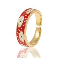 Brass Finger Ring gold color plated Adjustable & for woman & enamel Sold By PC