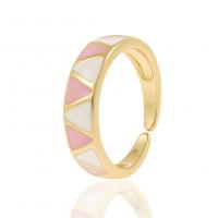 Brass Finger Ring gold color plated Adjustable & for woman & enamel Sold By PC