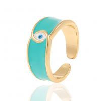 Brass Finger Ring gold color plated Adjustable & for woman & enamel Sold By PC