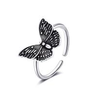 Messing Fingerring, Schmetterling, antik silberfarben plattiert, Modeschmuck & verschiedene Stile für Wahl & für Frau, frei von Nickel, Blei & Kadmium, 20mm, verkauft von PC