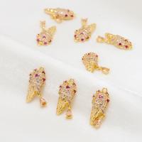 Messing hanger met micro-paved kubieke zirconia's, Ice Cream, gold plated, DIY & micro pave zirconia, nikkel, lood en cadmium vrij, 19x9mm, Verkocht door PC