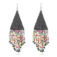 Fashion Fringe Oorbellen, Seedbead, handgemaakt, mode sieraden & voor vrouw, meer kleuren voor de keuze, nikkel, lood en cadmium vrij, 108x35mm, Verkocht door pair