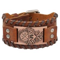 Cowhide Bracelet with PU Leather & Iron & Zinc Alloy plated fashion jewelry & Unisex Sold By PC