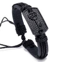 PU cavo bracciali, with Canapa & lega in zinco, pistola nera placcata, gioielli di moda & unisex, nero, 12*170-180mm, Venduto da PC