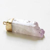 Ice Quartz Akaatti Pendant, kanssa Messinki, kullan väri kullattu, Unisex, sekavärit, 12x45mm, Myymät PC