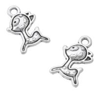 Sinkkiseos Animal riipukset, antiikki hopea päällystetty, Unisex, nikkeli, lyijy ja kadmium vapaa, 9x13x3mm, Reikä:N. 1.5mm, Myymät KG